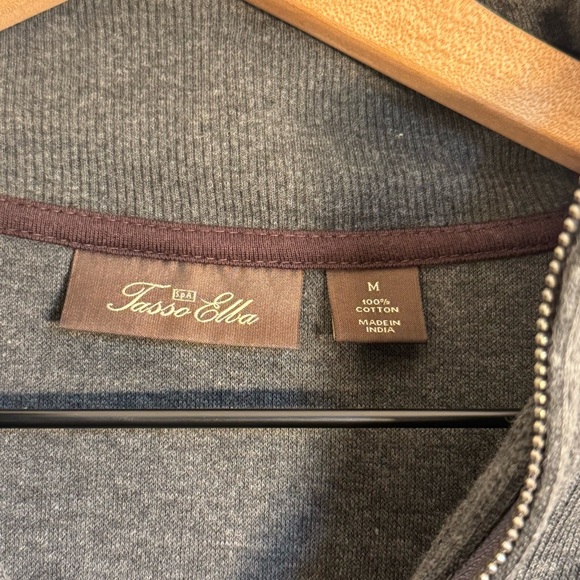 Tasso Elba Men's Charcoal Gray 100% Cotton Full Zip Sweater With Pockets Size M - Picture 7 of 10